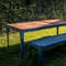 Weltevree | Bended Table Wood | Duurzame Tuintafel Hout & Staal 90 x 220 cm | Eettafel Buiten Essenhout, Tuinmeubel | Tuin Tafel 8 Personen | Agaatgrijs