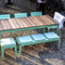 Weltevree | Bended Table Wood | Duurzame Tuintafel Hout & Staal 90 x 220 cm | Eettafel Buiten Essenhout, Tuinmeubel | Tuin Tafel 8 Personen | Lichtgroen