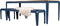 Weltevree | Bended Table Wood | Duurzame Tuintafel Hout & Staal 90 x 220 cm | Eettafel Buiten Essenhout, Tuinmeubel | Tuin Tafel 8 Personen | Grijsblauw