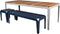Weltevree | Bended Table Wood | Duurzame Tuintafel Hout & Staal 90 x 220 cm | Eettafel Buiten Essenhout, Tuinmeubel | Tuin Tafel 8 Personen | Agaatgrijs