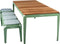 Weltevree | Bended Table Wood | Duurzame Tuintafel Hout & Staal 90 x 220 cm | Eettafel Buiten Essenhout, Tuinmeubel | Tuin Tafel 8 Personen | Lichtgroen