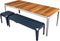 Weltevree | Bended Table Wood | Duurzame Tuintafel Hout & Staal 90 x 220 cm | Eettafel Buiten Essenhout, Tuinmeubel | Tuin Tafel 8 Personen | Agaatgrijs