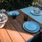 Weltevree | Bended Table Wood | Duurzame Tuintafel Hout & Staal 90 x 220 cm | Eettafel Buiten Essenhout, Tuinmeubel | Tuin Tafel 8 Personen | Grijsblauw