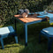Weltevree | Bended Table Wood | Duurzame Tuintafel Hout & Staal 90 x 220 cm | Eettafel Buiten Essenhout, Tuinmeubel | Tuin Tafel 8 Personen | Agaatgrijs