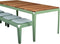 Weltevree | Bended Table Wood | Duurzame Tuintafel Hout & Staal 90 x 220 cm | Eettafel Buiten Essenhout, Tuinmeubel | Tuin Tafel 8 Personen | Lichtgroen