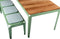 Weltevree | Bended Table Wood | Duurzame Tuintafel Hout & Staal 90 x 220 cm | Eettafel Buiten Essenhout, Tuinmeubel | Tuin Tafel 8 Personen | Lichtgroen