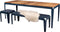 Weltevree | Bended Table Wood | Duurzame Tuintafel Hout & Staal 90 x 220 cm | Eettafel Buiten Essenhout, Tuinmeubel | Tuin Tafel 8 Personen | Grijsblauw