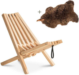 Weltevree | Fieldchair | Tuinstoel Loungestoel Buiten incl, Schapenvacht Bruin | Naturel