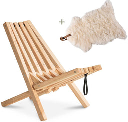 Weltevree | Fieldchair | Tuinstoel Loungestoel Buiten incl, Schapenvacht Wit | Naturel