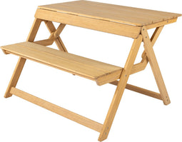 Weltevree | Folding Picnic Table | Opvouwbare Picknicktafel of Bank met Rugleuning | Bamboe | Bruin