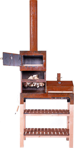 Weltevree | Outdooroven XL Base - Houten Base: Maak je Buitenkeuken compleet - Basis voor Outdooroven BBQ Buitenkeuken - Cortenstaal & Douglashout