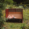 Weltevree | Patio Bench High | Tuinbank met Privacy, Buitenbank | Stalen Frame & Eucalyptus Houten Zitting | Weerbestendig | Rood RAL 3009