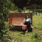 Weltevree | Patio Bench High | Tuinbank met Privacy, Buitenbank | Stalen Frame & Eucalyptus Houten Zitting | Weerbestendig | Cement Grijsgroen RAL 5008