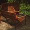 Weltevree | Patio Bench | Tuinbank, Buitenbank | Stalen Frame & Eucalyptus Houten Zitting | Weerbestendig | Cement Grijsgroen RAL 5008