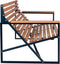 Weltevree | Patio Bench | Tuinbank, Buitenbank | Stalen Frame & Eucalyptus Houten Zitting | Weerbestendig | Grijsblauw RAL 5008