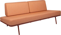 Weltevree | Sofabed | Ligbed Tuin, Zonnebed, Loungebed Buiten Loungebank | Tuinmeubel | Waterdicht | Max, 250 Kg | Oranje Kussens & Rood Frame