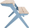 Weltevree | Tablebench | Multifunctionele Picknicktafel | Bankje met Rugsteun, Tuinbank, Balkontafel, Buitenmeubel, Eettafel Buiten | Bamboe & Staal | Pastel Blauw RAL 5024