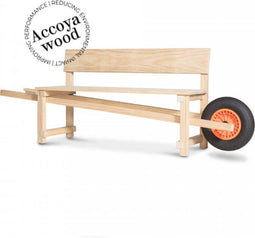 Weltevree | Wheelbench | Kruiwagenbank Accoya Hout | 2 tot 3 Persoons Tuinbank | Buiten Bank Verrijdbaar | Combinatie Bank en Kruiwagenwiel