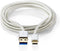 Nedis USB-Kabel - USB 3.2 Gen 1 - USB-A Male - USB-C Male - 15 W - 5 Gbps - Verguld - 1.00 m - Rond - Gevlochten / Nylon - Aluminium - Cover Window Box