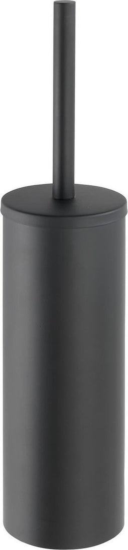 WENKO Toiletborstelhouder met deksel Bosio RVS zwart mat - Toiletborstel met houder