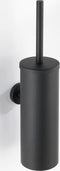 WENKO Toiletborstelhouder met deksel Bosio RVS zwart mat - Toiletborstel met houder