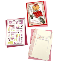 Wenskaart Paperclip navulset geboorte dochter set à 6 kaarten