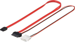 Wentronic 0.3m SATA-300 0.3m SATA II 6-pin Slimline 4-pin Molex Rood SATA-kabel