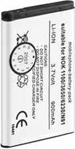Wentronic MP f/ NOK 1100/6230(BL-5C) 900mAh Li-Ion Lithium-Ion (Li-Ion) 900mAh 3.7V oplaadbare batterij/accu