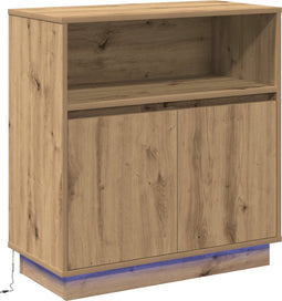 vidaXL - Dressoir - met - LED - Artisan - Eiken - 71x34,5x75 - cm - Gelaagd - Hout