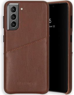 Selencia Hoesje Geschikt voor Samsung Galaxy S21 Hoesje Met Pasjeshouder - Selencia Vayu Vegan Lederen Backcover - Bruin
