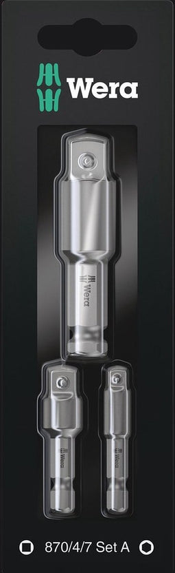 Wera 870/4/7 Set A 05073200001 Verbindingsdeelset Aandrijving 1/4 (6.3 mm) Uitvoering 1/4 (6.3 mm), 1/2 (12.5 mm), 3