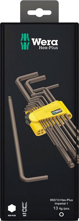 Wera 950/13 Hex-Plus Imperial 1 Inbus Haakse schroevendraaierset 3/8 inch, 5/16 inch, 1/16 inch, 1/4 inch, 3/16 inch, 7