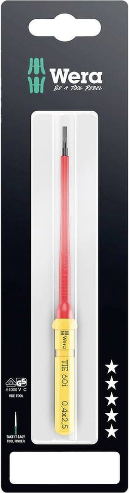 Wera Kraftform Kompakt VDE 60 i 0,4x2,5x157 mm TIE SB Elektronica Plat Verwisselbare kling 2.5 mm