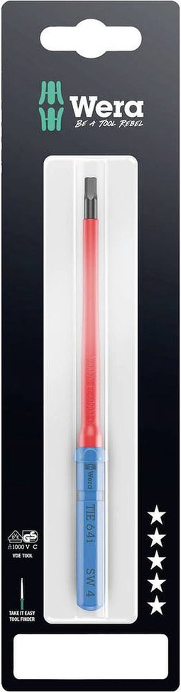 Wera Kraftform Kompakt VDE 64 i 4,0 x 157 mm TIE SB Elektronica Inbus Verwisselbare kling 4.0 mm