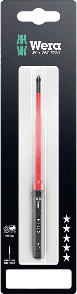 Wera Kraftform Kompakt VDE 65 iS PZ 1 x 157 mm TIE SB Elektronica Pozidriv Verwisselbare kling PZ 1