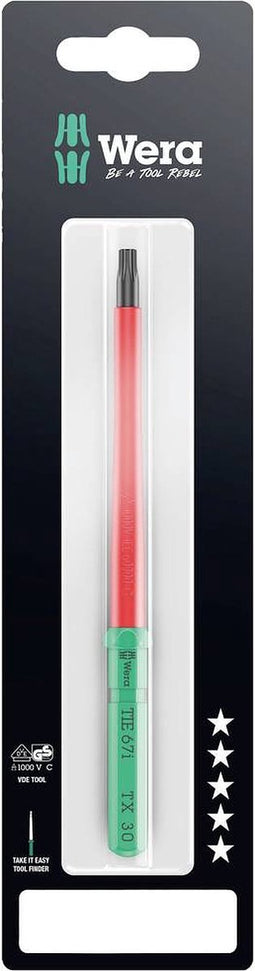 Wera Kraftform Kompakt VDE 67 i TX 30 x 157 mm TIE SB Elektronica Torx Verwisselbare kling TX 30