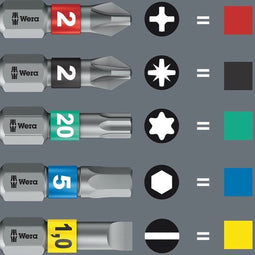 Wera Mini-Check IMP DC 50 mm PH/PZ/TX 05073890001 Bitset 6-delig Kruiskop Phillips, Kruiskop Pozidriv, Binnen-Torx Impa