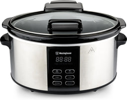 Westinghouse Slowcooker - Uitneembare Keramische Pan - 6 Liter - RVS - Warmhoudfunctie - Met Timer - Zwart