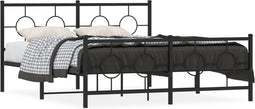 vidaXL - Bedframe - met - voetbord - zonder - matras - metaal - zwart - 160x200 - cm
