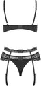 Obsessive Heartina Set - Jarretelset - Maat S/M - Zwart
