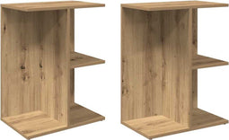 vidaXL - Nachtkastjes - 2 - st - 46,5x29x61 - cm - bewerkt - hout - artisanaal - eiken