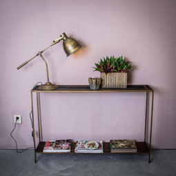 PTMD alex zwart bijzettafel metaal met hout rechth