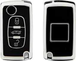 Autosleutel hoesje - TPU Sleutelhoesje - Sleutelcover - Autosleutelhoes - Geschikt voor Peugeot - zwart - D3 - Peugeot 108, Peugeot 207, Peugeot 208, Peugeot 307, Peugeot 308, Peugeot 407, Peugeot 508, Peugeot 1007, Peugeot 2008, Peugeot 3008, Peuge