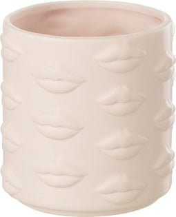 J-Line bloempot Kus Dolomiet - keramiek - roze - Ø 14 cm