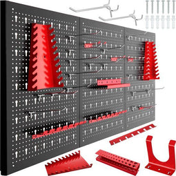 tectake® - Gereedschapswand 403559 - 25 haken en houders - zwart / rood