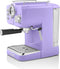 Swan Retro Espressomachine – Gebruikt Gemalen Koffie en Koffiepads – Paars