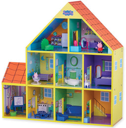 Peppa Pig - Groot houten Speelhuis - 65 cm - 9 kamers en 18 accessoires