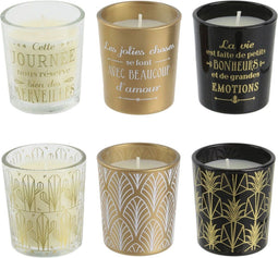 Geurkaarsen Geschenkset - 6 stuks - Vanille geur - Zwart/Goud