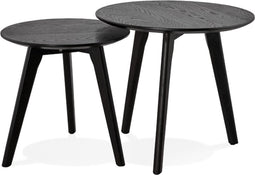 Alterego - GABY - Ronde nesttafels - Zwart - 50x50x45 cm