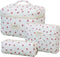 SC Travel Essentials - 3-delige Make-up Tas Set - Eco-vriendelijk Katoen - Gewatteerde Gebloemde